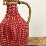 Bottle with rattan weaving and vintage scoubidou