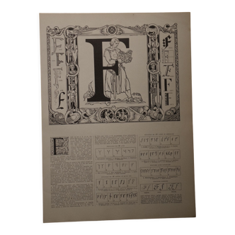 Lithograph on the letter F