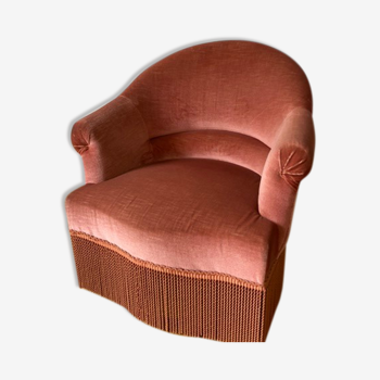 Fauteuil crapaud velours rose