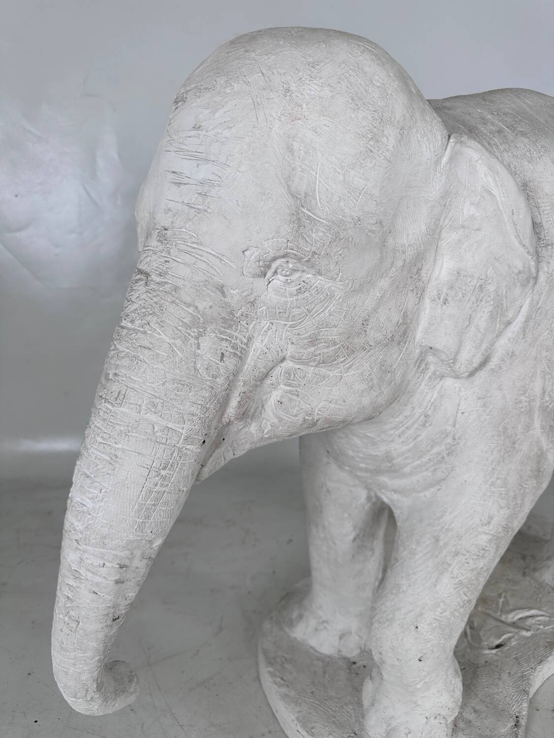 Large plaster elephant sculpture