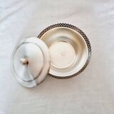 Sugar bowl, pot or cup with lid in Brushed Silver Metal 8Gr