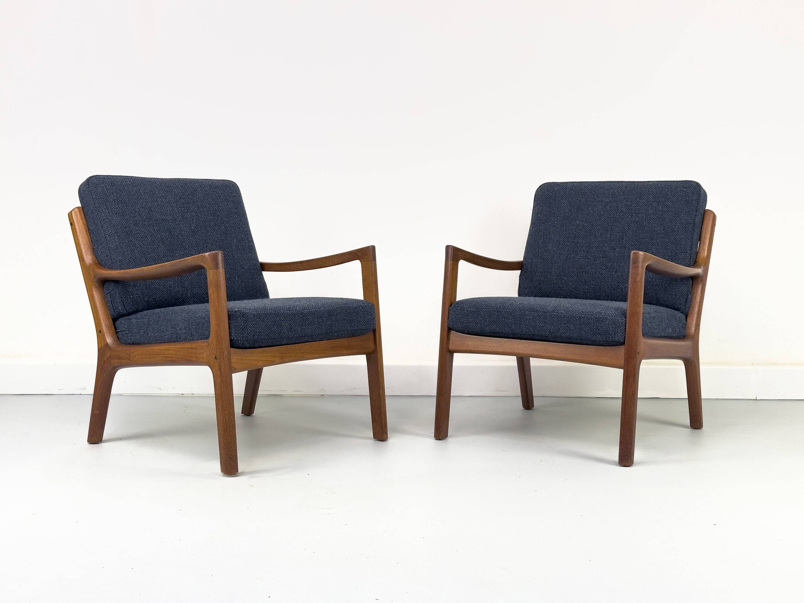 Fauteuils Senator en Teck et Laine par Ole Wanscher pour France & Søn, 1960s