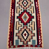 Vintage kilim 166x94 cm wool kelim rug red brown blue beige medium