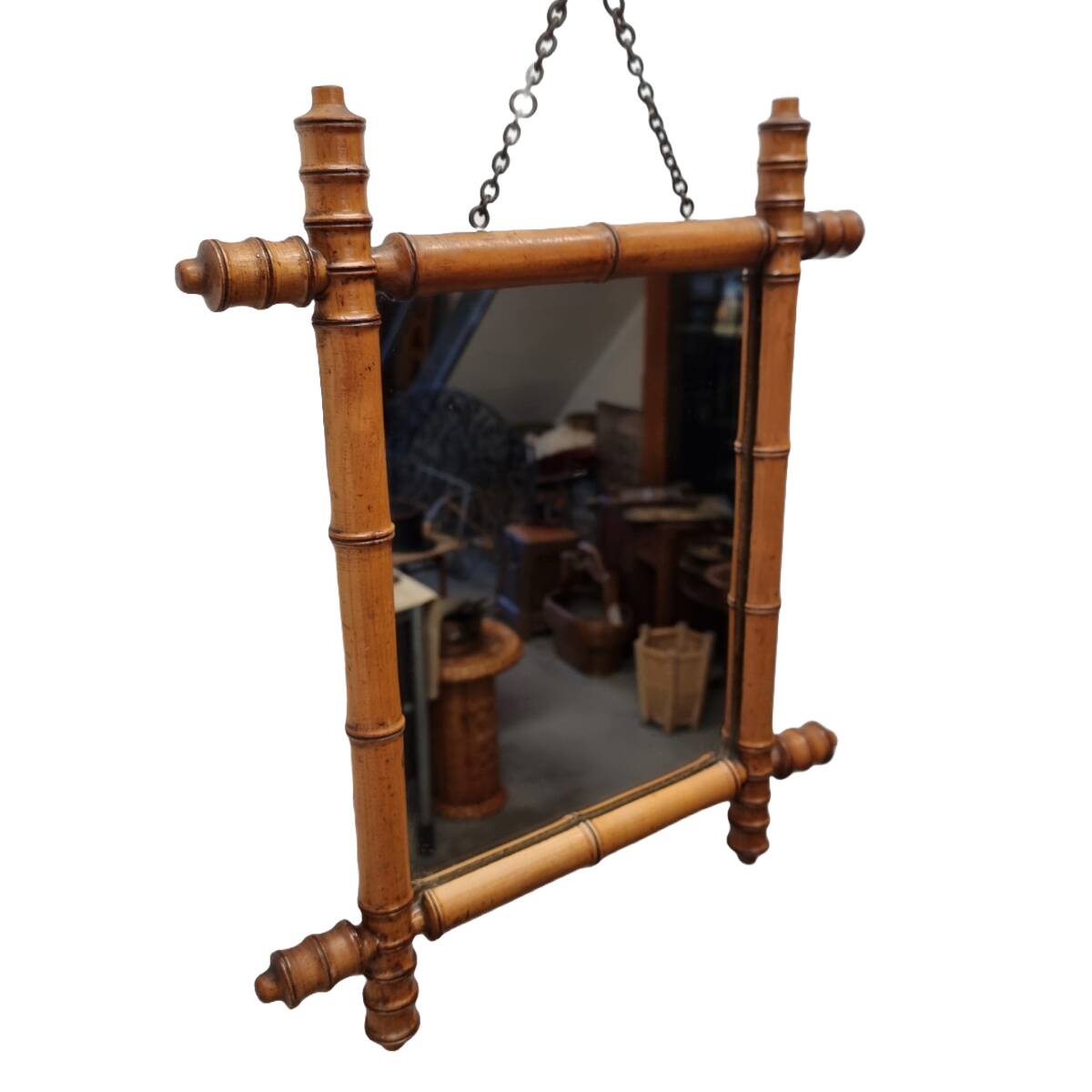 Vintage Faux Bamboo Mirror, 1950s