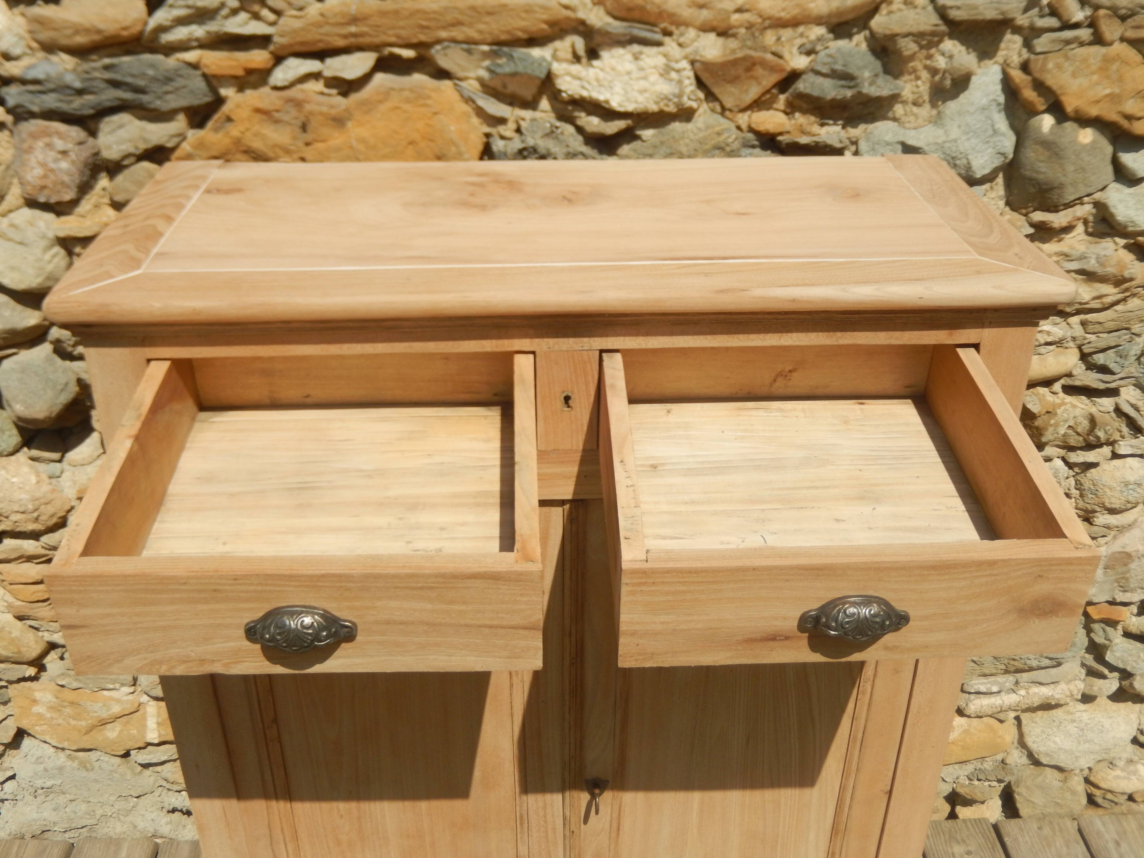 Superb antique Parisian sideboard in solid ash, industrial furniture style.