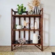 Etagère, bibliothèque en rotin ancienne