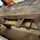Old vintage wooden workbench