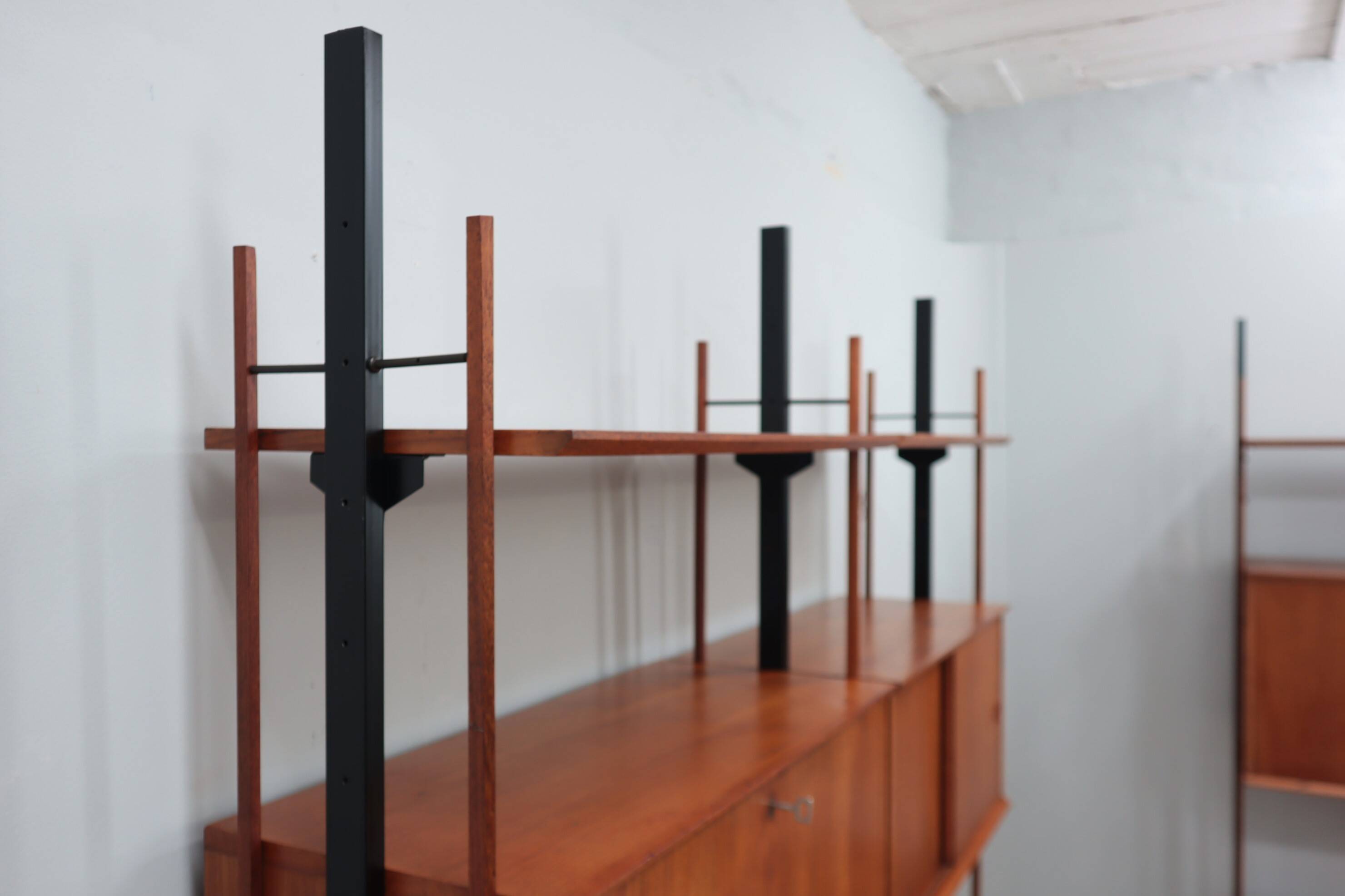 Mid century modular blonde teak bookcase 1960s