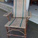 Fauteuil Chaise Longue en Rotin fin XIX ème siècle Belle Epoque.