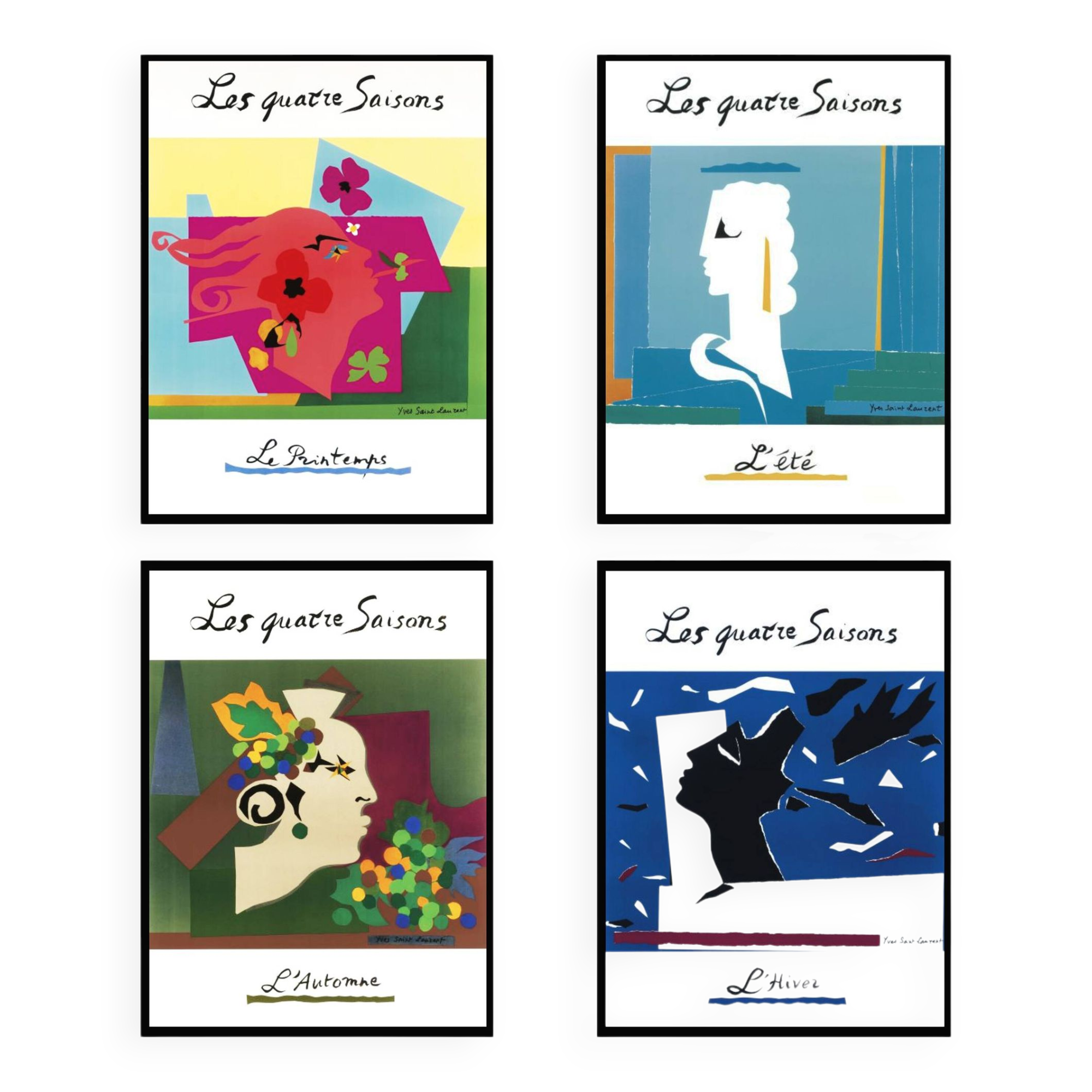 Yves Saint Laurent, 1983, Lot de 4 affiches: Les Quatre Saisons | Selency