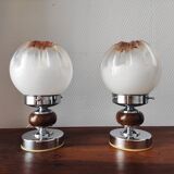 Paire de lampes mazzega 1970 verre de Murano