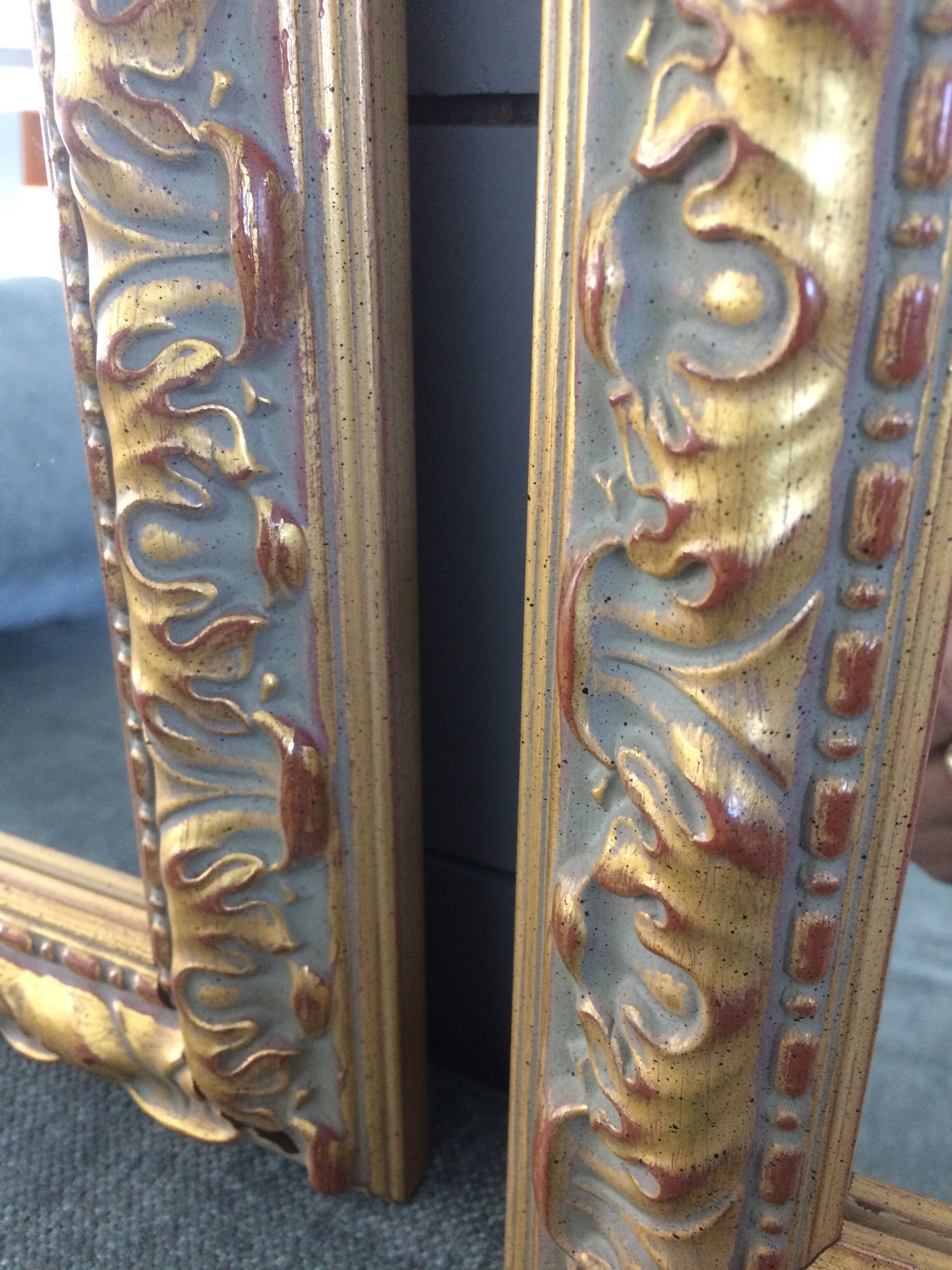 Triptych of ancient gilded mirrors