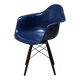 Indigo blue Charles Eames "PAW" armchair by Herman Miller, mid-century modern.