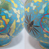 Pair of double gourd vases in cloisonné enamels Chinese, China early 20th century