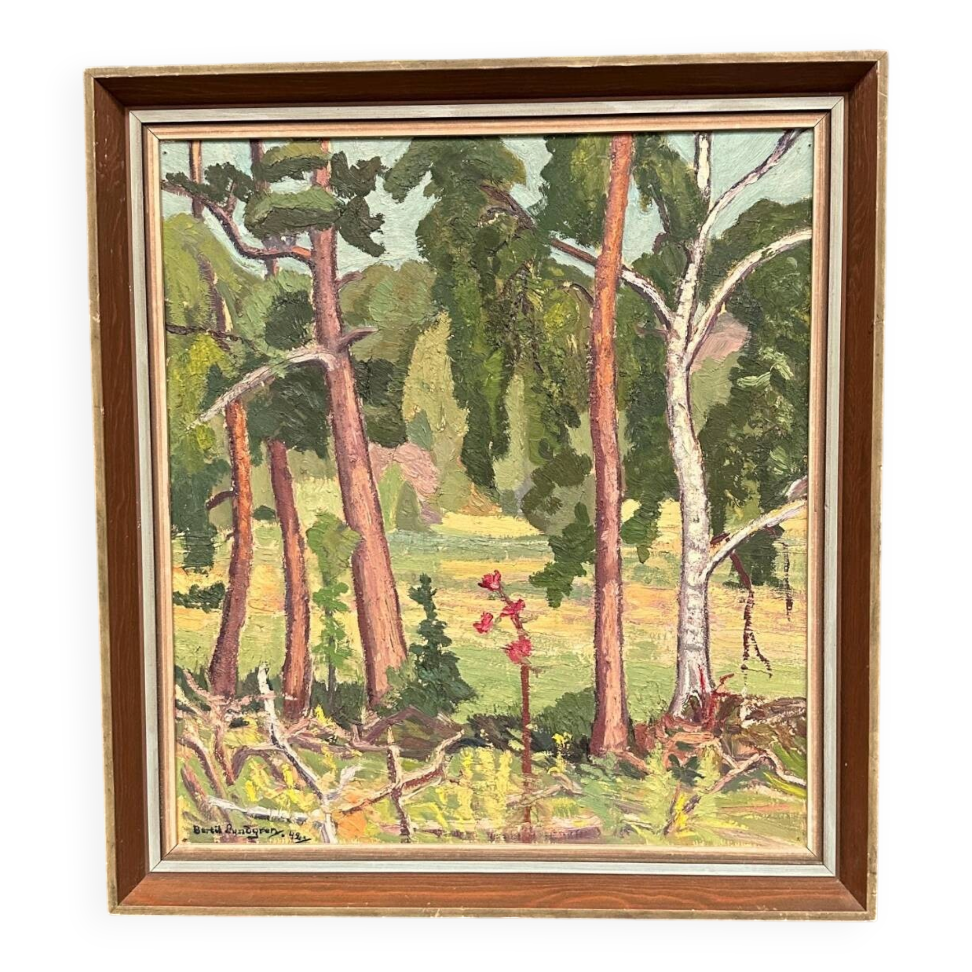 Swedish Oil on Panel – “Forest” by Bertil Lundgren (1900–1979)
