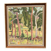 Swedish Oil on Panel – “Forest” by Bertil Lundgren (1900–1979)