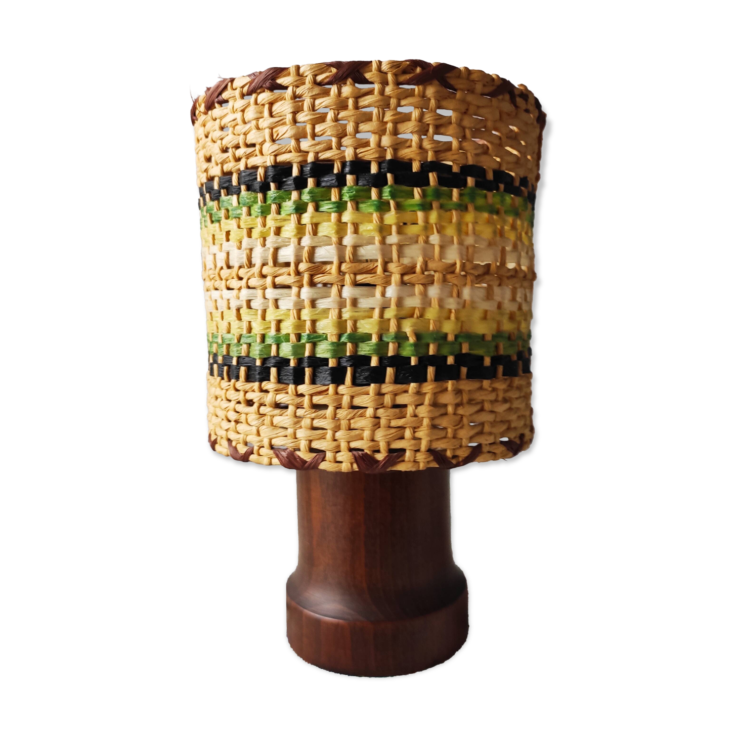 Lampe en bois et raphia, 1965