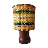 Vintage 1965 lamp in wood and raffia