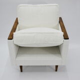 Fauteuil cube original des années 70, entièrement restauré, bouclé blanc