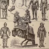 Lithograph engraving on armor and knights of 1928