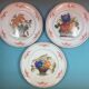 Set of 3 plates Basket Faience of Pornic Bouquets bird