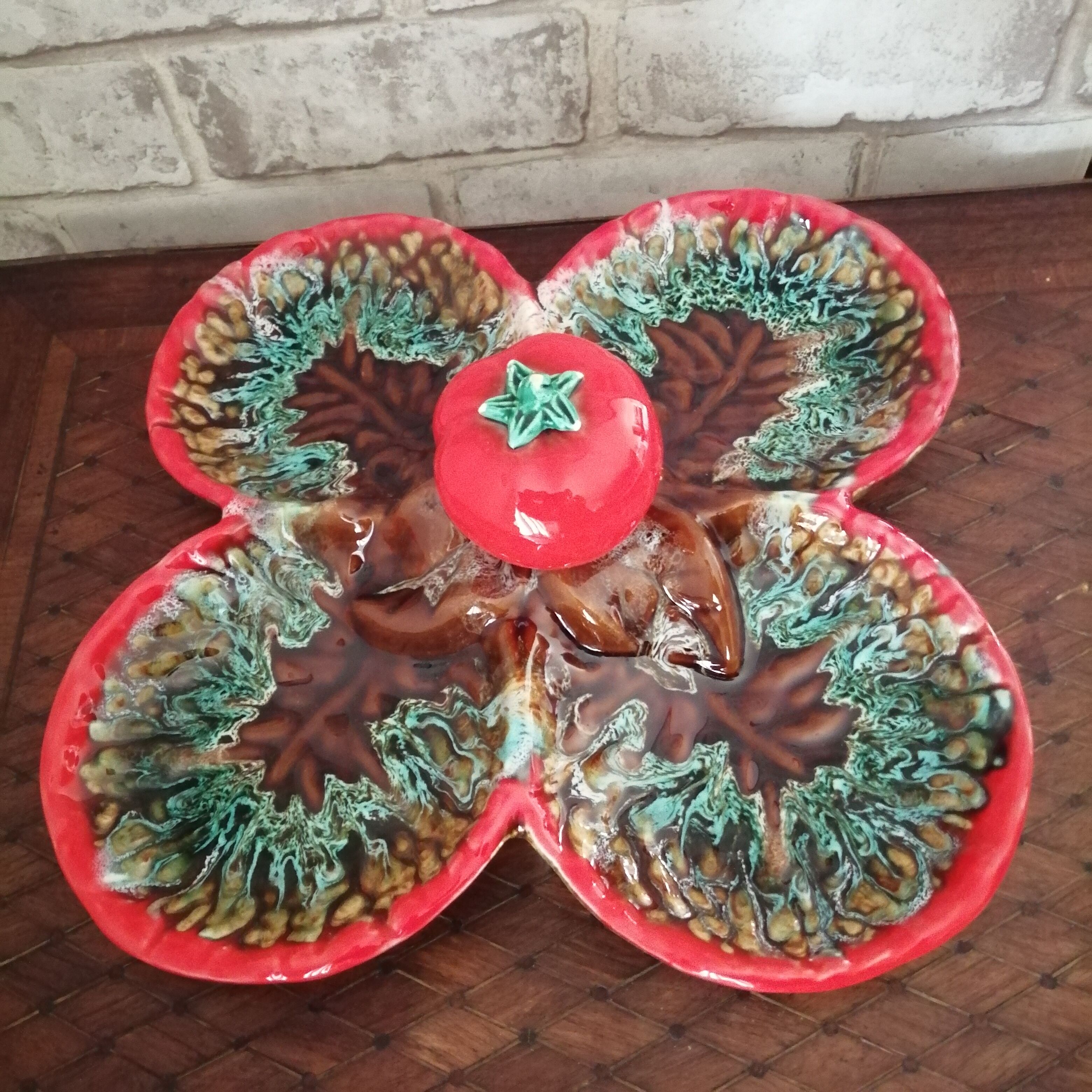 Plateau apéritif vintage en céramique Vallauris
