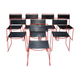 Set of 8 stackable chairs 'Scoubidou' vintage