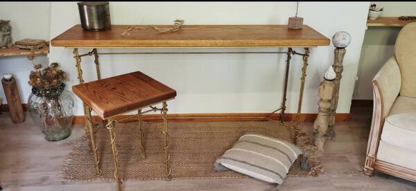 Table d'appoint en fer forgé imitation lierre