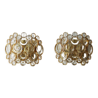 Brass and crystal glass wall lamps from Palwa