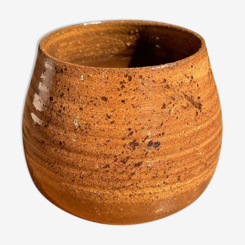 Orange-brown glazed ceramic cup pot