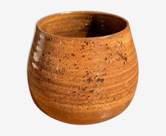 Pot coupe en céramique émaillée brun orange
