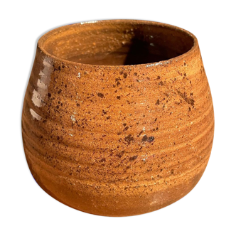 Orange-brown glazed ceramic cup pot