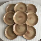 Lot de 10 assiettes en grès tacheté marron