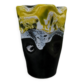 Black and yellow lava vase vallauris