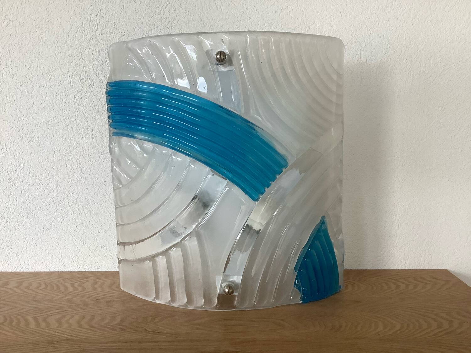 Murano Glass Wall Lamp I Tre Relief Vintage 1980s