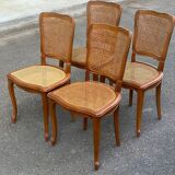 4 Louis XV chairs in solid wood and cane