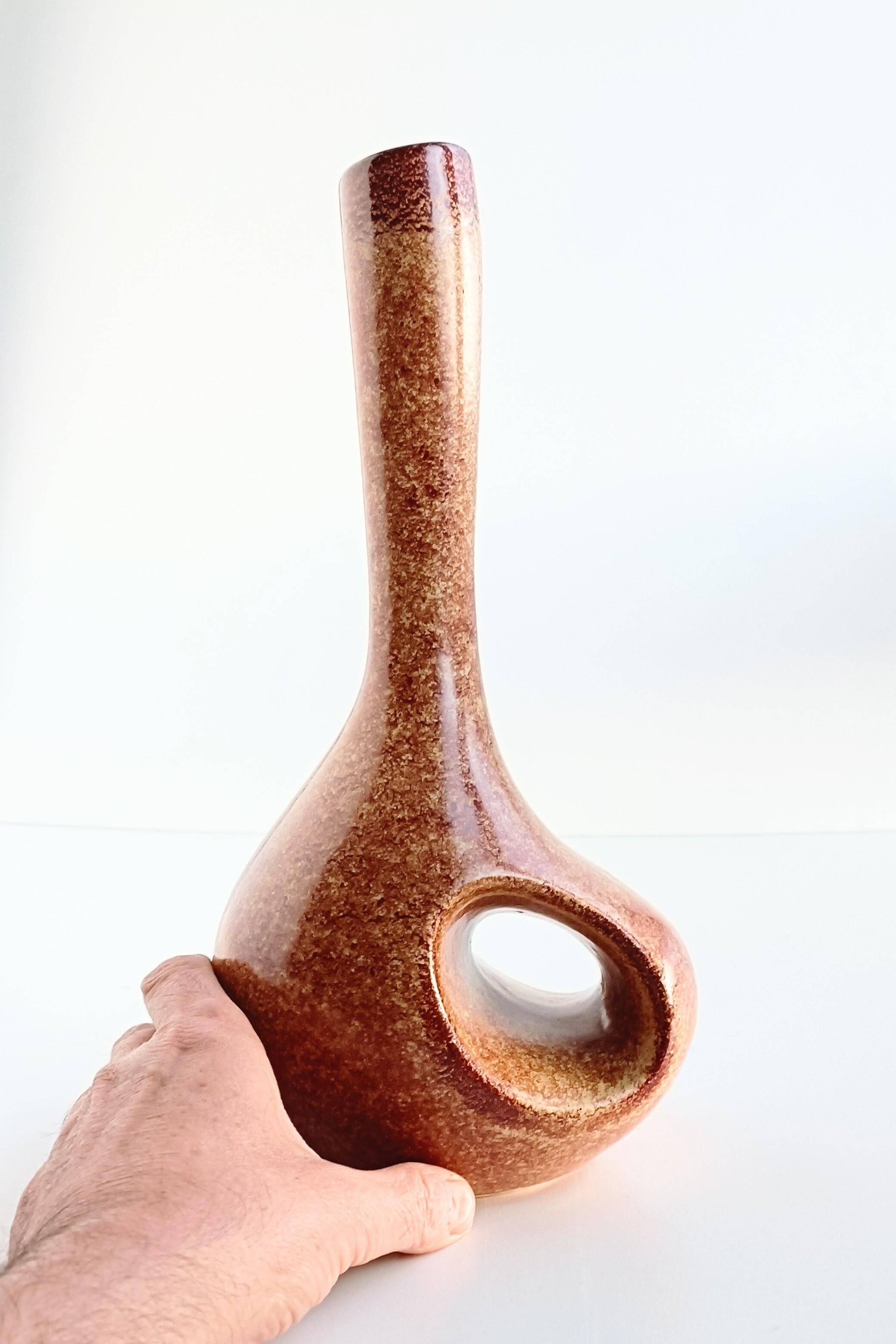 Mid Century Bertoncello by Roberto Rigon Sculptural Ceramic Vase, Italy, 1960s
