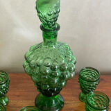 Carafe à liqueur et verres forme grappe raisin