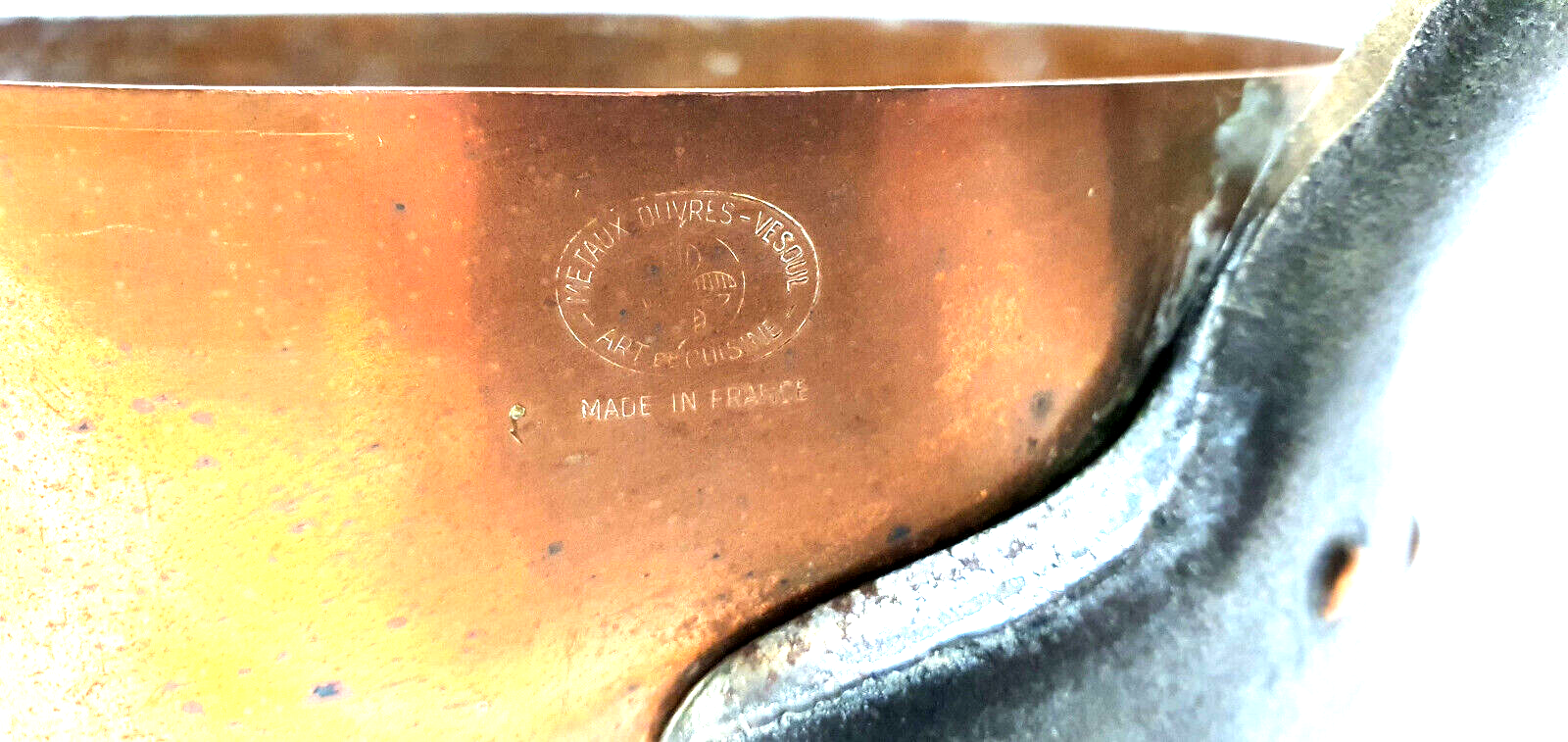 Serie of 4 old copper pans metals Vesoul