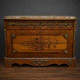 Marquetry commode Napoleon III – Marble top – Gilded bronzes