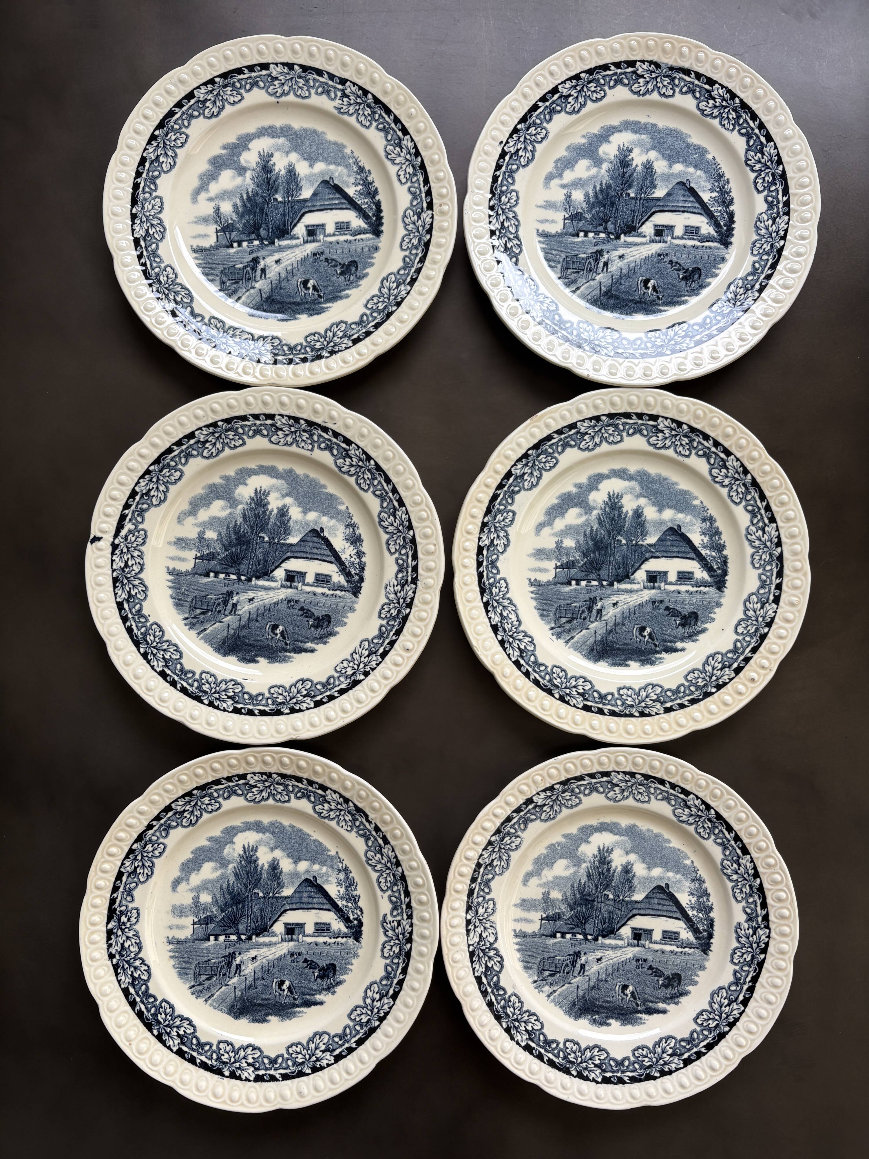 Lot de 6 assiettes à dessert anciennes