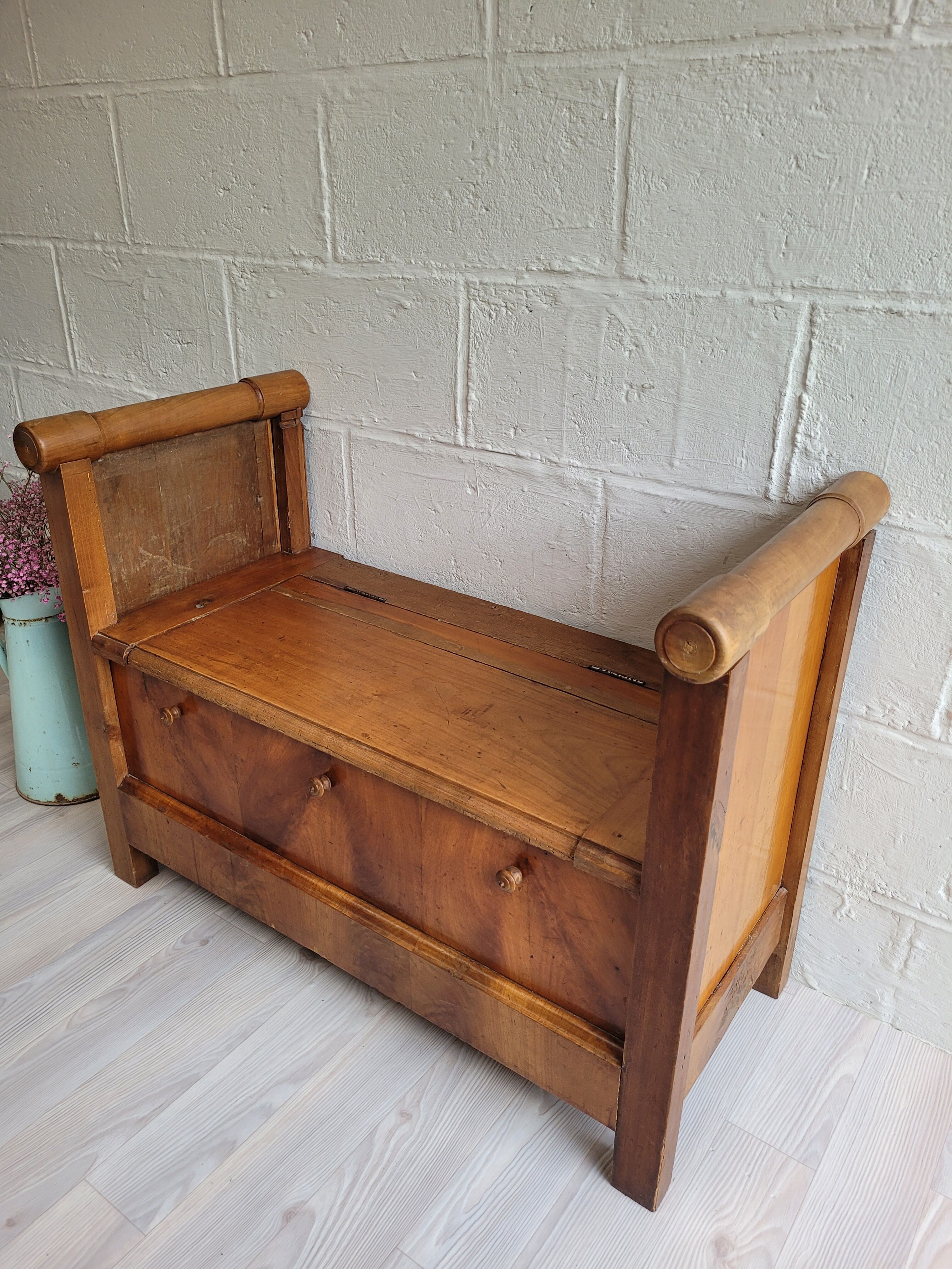 Antique wooden chest bench