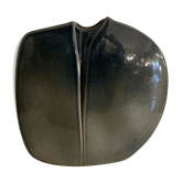 Vase lentille bleu gris en porcelaine Yves Mohy pour Virebent 1970
