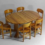 Extendable pine dining table by Rainer Daumiller, 1970s