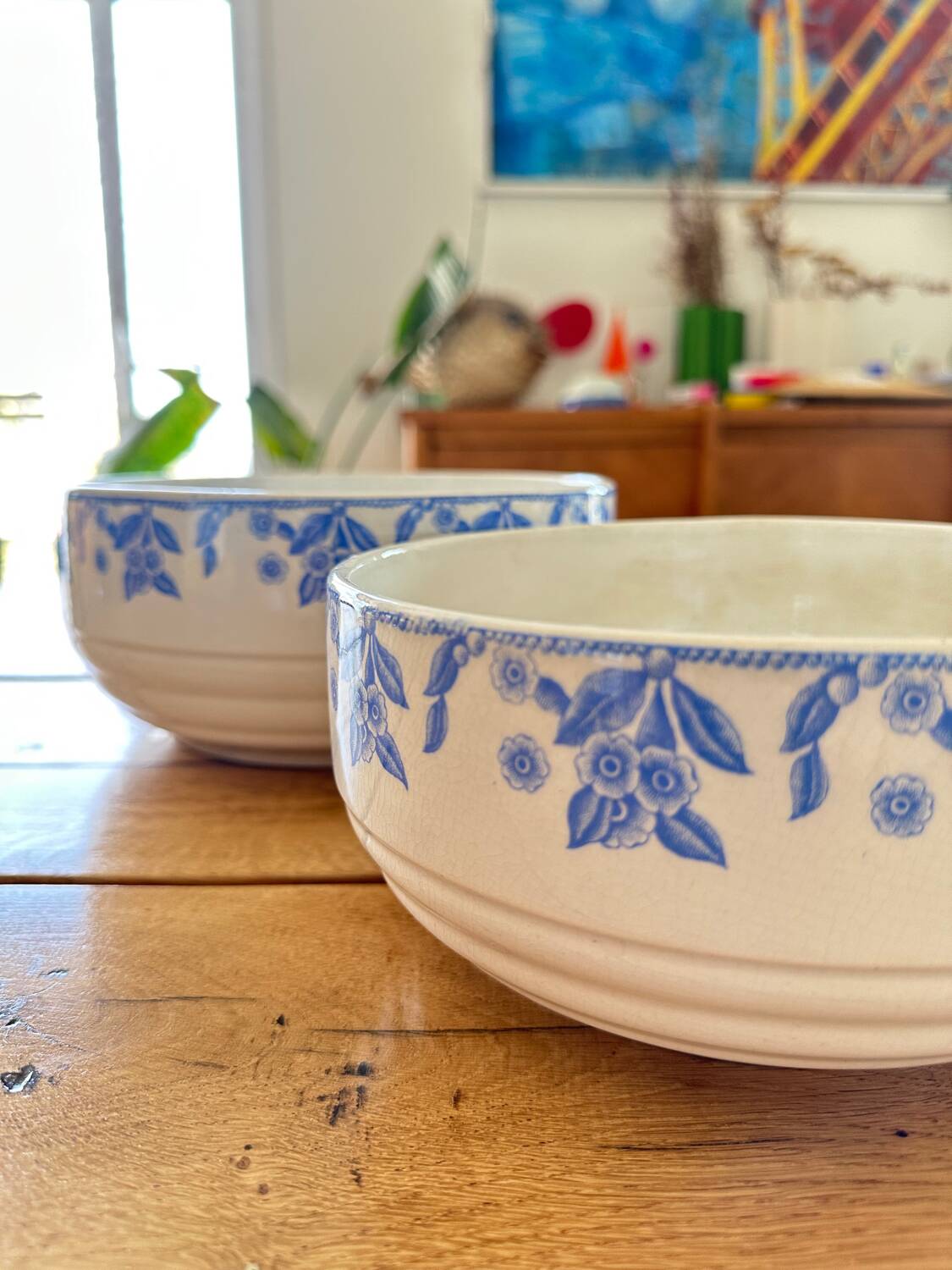 Two antique salad bowls