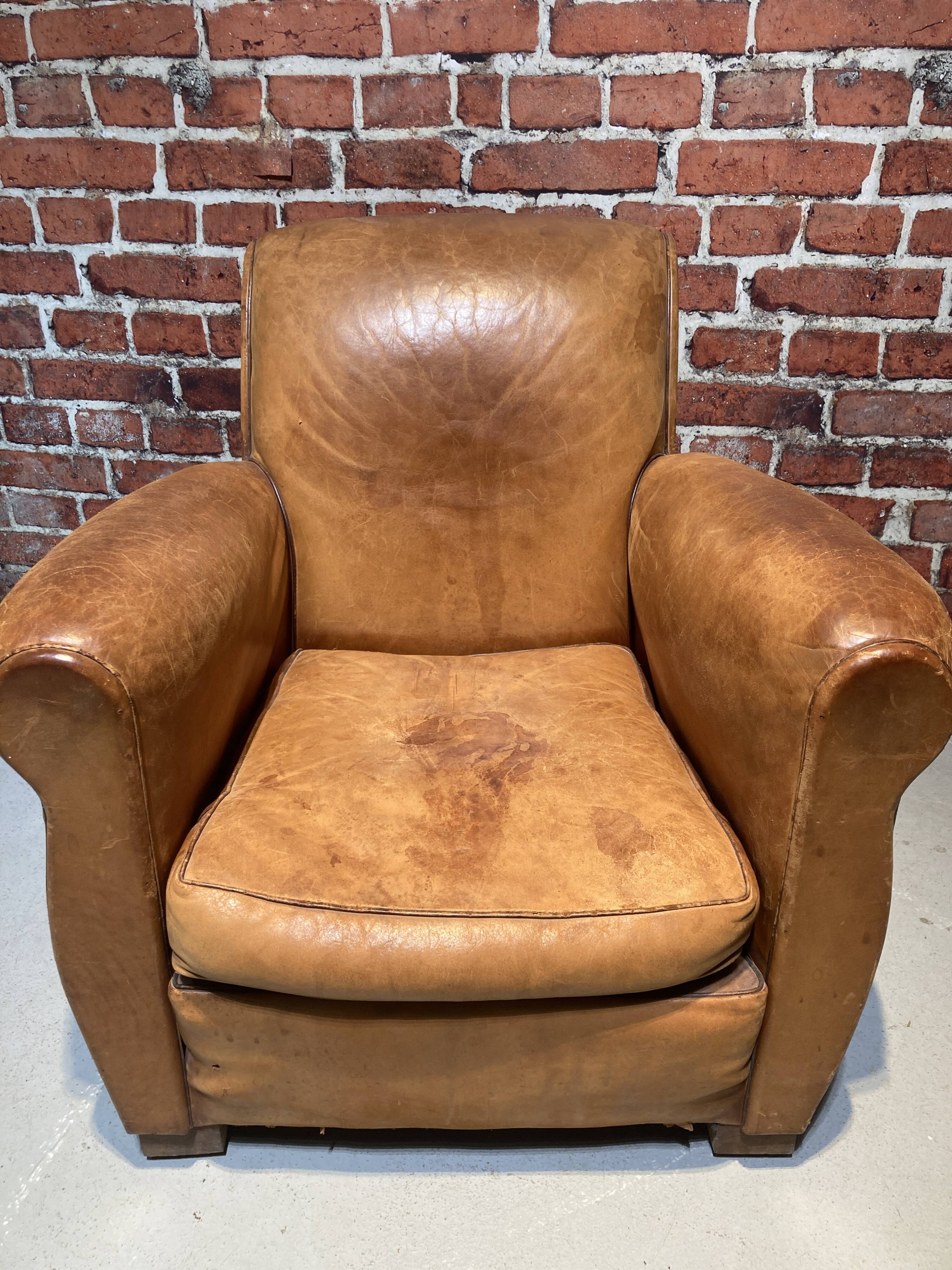 Brown leather armchair