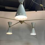 Lampadario a forma di cono in ottone