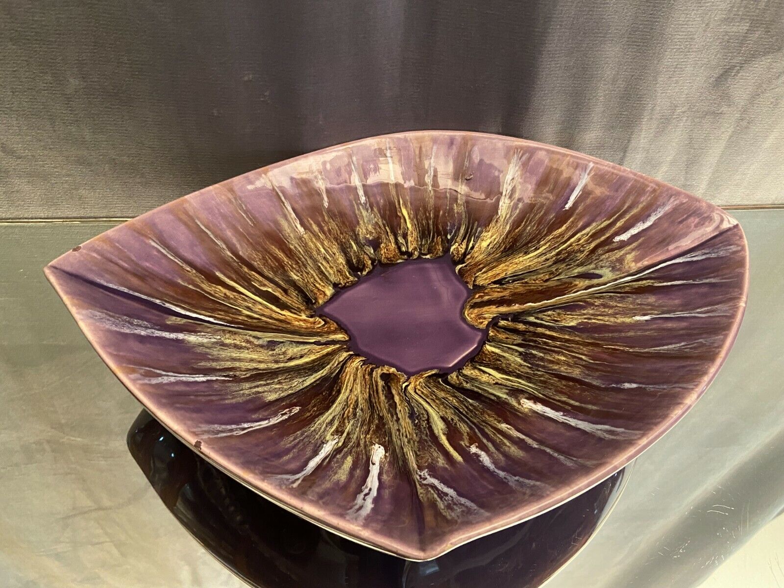 Sylized dish Vintage earthenware cut of Vallauris signed