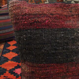 Kilim pillow cover handwoven deep red wool scatter cushion 41x41cm