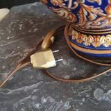 Table lamp and its lampshade, Giens earthenware and bronze h=46.5 cm